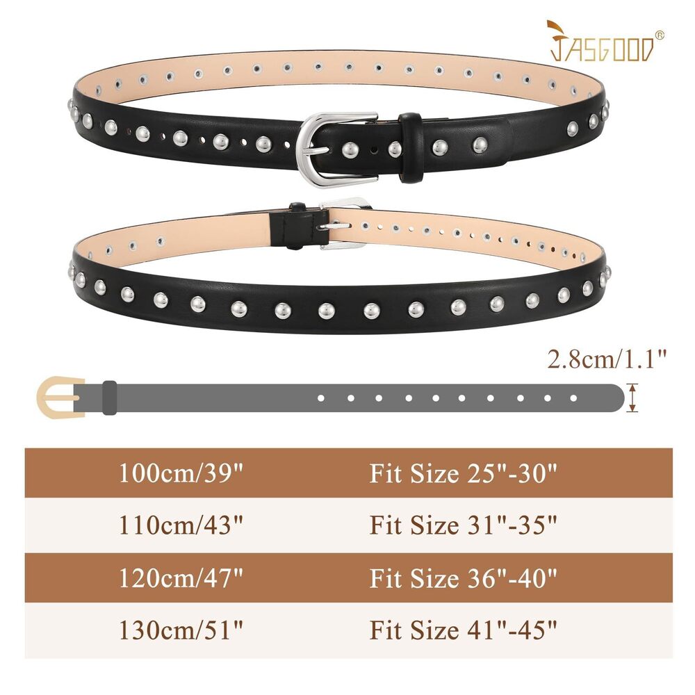 5595 Women Fashion Studded Leather Belt Punk Vintage - Picture 5 of 8